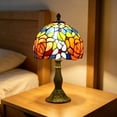thumbnail image 4 of BGZLEU Stained Glass Table Lamp,Vintage Style Desk Lamp,Mid Century Modern Bedside Nightstand Decorative Lamps USB Powered,Unique Accent Light for Bedroom Living Room Office Home Decoration,A, 4 of 5
