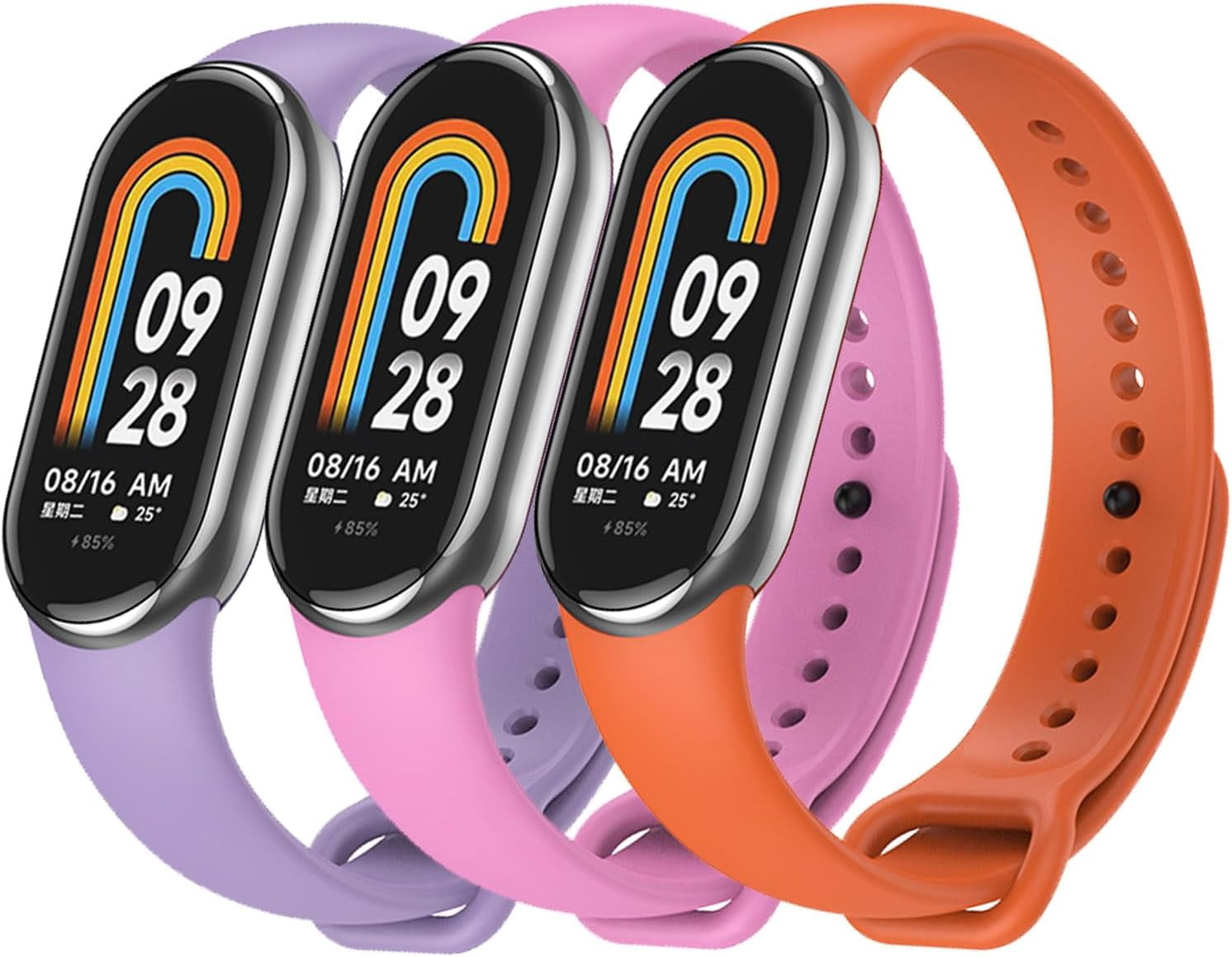KOMI 3 Pack Bands for Mi Band 8 Strap Soft Silicone Replacement Sport Wristband for Xiaomi Mi Band 8 Watch Band Accessories for Women Men
