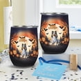 thumbnail image 4 of Mummy Collie Happy Halloween with Pumpkins Bats Spooky Fun 12oz Stainless Steel Wine Tumbler Insulated Cup with Lid Collie Dog Lover Gifts Idea - 00019, 4 of 5