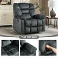 thumbnail image 3 of Bonzy Home Gray Manual Recliner Single Sofa Chair, Wide Backrest with Overstuffed Padded Headrest,Gray, 3 of 7