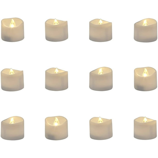 Lot de 12 bougies sans flamme, réalistes et lumineuses, à LED, sans flamme,  à piles, fausse bougie électrique jaune chaud : : Luminaires et  Éclairage