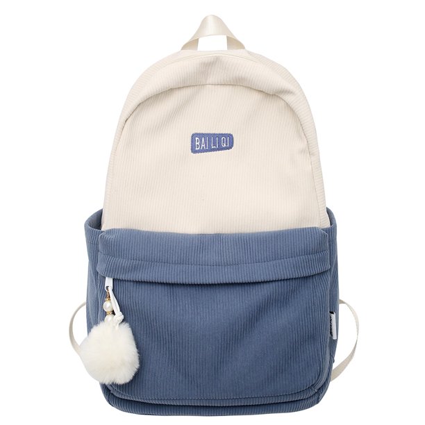 Mochila De Estudiante Mochila de estudiante para mujer, mochila bonita de pana de color en contraste para adolescente (azul) Likrtyny Para Estrenar