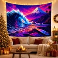 thumbnail image 3 of Ocean Waves Digital with Sunset Sunrise Massive Curling, Mystical Fantasy for Space Lovers, Galaxy Room Decor, Housewarming Gift, Tapestry Wall Hanging for Bedroom and Dorm, 3 of 7