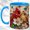 Blue, variant on Cardinal Flower Coffee Mug, White Blossom Mug, Ceramic 11 oz