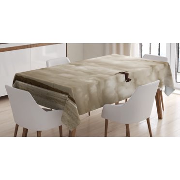 Ambesonne Vintage Airplane Tablecloth Rectangular Table Cover, Fighter Plane, 60"x90", Sepia