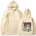 thumbnail image 1 of toraway Sweatshirt Dress Men's Drawstring Hooded Sweatshirt Letter Graphic Drop Shoulder Street Pullover Tops S, 1 of 2