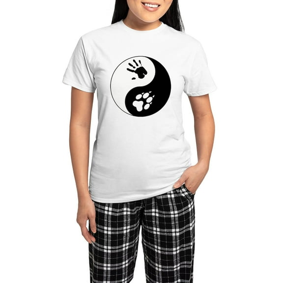 CafePress - Wolf Therian Ying Yang Women's Light Pajamas - Women's Short Sleeve Print T-Shirt and Pants Light Cotton Pajama Set