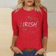 thumbnail image 1 of TaTaai Ladies St. Patrick's Day Theme Print 3/4 Sleeve Casual Tops Round Neck Loose Comfy Fashion Blouses Stretchy Breathable Daily Holiday Outfits Gift, 1 of 4