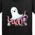 thumbnail image 4 of Inktastic Cute Ghost Octopus Trick or Treating with Bat Youth T-Shirt, 4 of 5