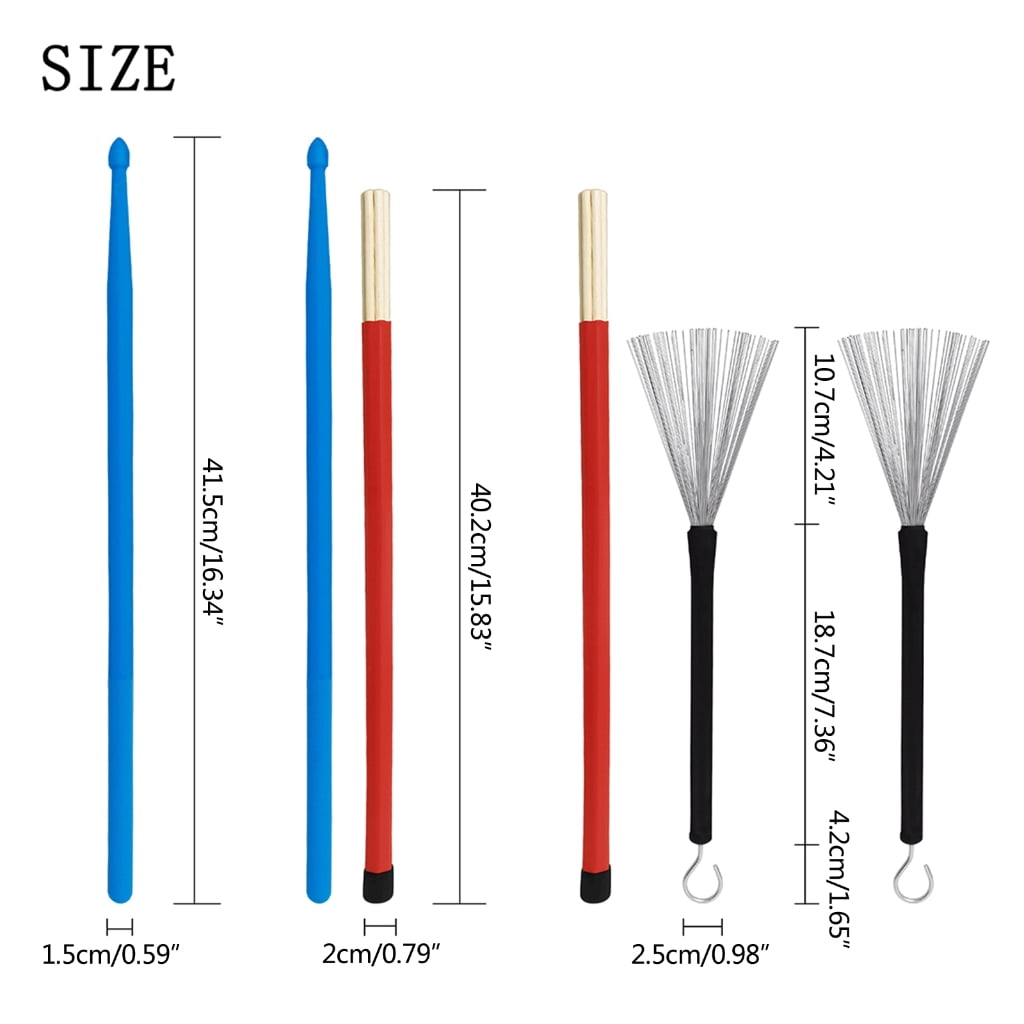 WINDLAND Drum Wire Brush Drum Brush+Nylon Drum Stick+Bundle Stick+Storage Bag Percussion Accessories Drum Stick Set for Drum Brushes Stick Set 1 Pair Drum Brushes Nylon Drumstick Drum Sets Brush