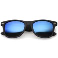 thumbnail image 2 of zeroUV Unisex Rubberized Frame Mirror Polarized Lens Square Horn Rimmed Sunglasses 55mm (Black / Blue Mirror Polarized) - 55mm, 2 of 4