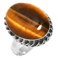 thumbnail image 1 of 925 Sterling Silver Ring For Women - Girls Brown Genuine Tiger Eye Gemstone Silver Ring Size 11 June Birthstone Fashion Silver Ring Size 11 Anniversary - Gift For Women 925 Silver Gemstone Jewelry, 1 of 6