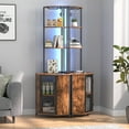 thumbnail image 5 of VECELO Corner Shelf with Power Outlets and LED Lights, 6-Tier Corner Bar Cabinet with Glass Holder, 63" Tall Corner Stand Display Storage Rack, Corner Bookshelf Bookcase, Brown, 5 of 10