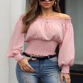 thumbnail image 4 of Women Sexy Off Shoulder Crop Tops Ladies Bardot Loose T Shirt Blouse Plus Size, 4 of 5