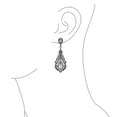 thumbnail image 3 of Bling Jewelry Womens Vintage Art Deco Cubic Zirconia Teardrop Clip-On Earrings BlackSilver Plated, 3 of 5
