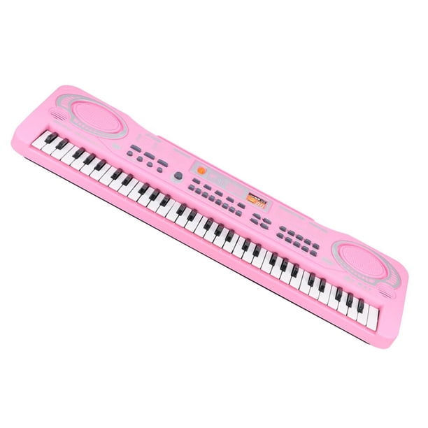 Piano eléctrico Sidaley de 61 teclas con micrófono color rosa para niños