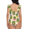 thumbnail image 3 of Naloa Cute Cartoon Cactus Print Women One Piece Swimsuits Tummy Control Bathing Suit Ruffle V Neck Swimwear Slimming Monokini, 3 of 5