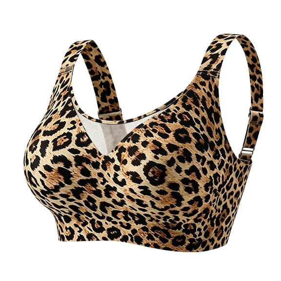 Bras Leopard Print Push up Bra Comfort Bras T-shirt Bras for Ladies Seamless Bra Lifting Bra Bras for Women Full Coverage Older Womens Bras Bras with Support and Lift,Bronze,L