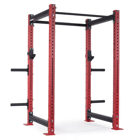 Titan Fitness X-3 Series 80" Red Bolt-Down Power Rack, 36" Depth, Rackable 1650 LB Cage, 1.25" and 2" Pull Up bars, Standard J-Hooks, Weight Plate Holders, Weightlifting and Strength Training
