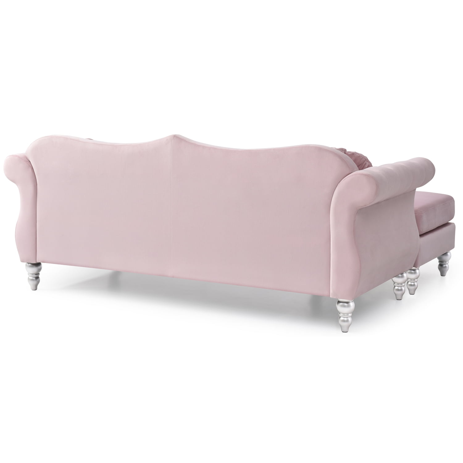 Glory Furniture Hollywood Velvet Sofa Chaise in Pink