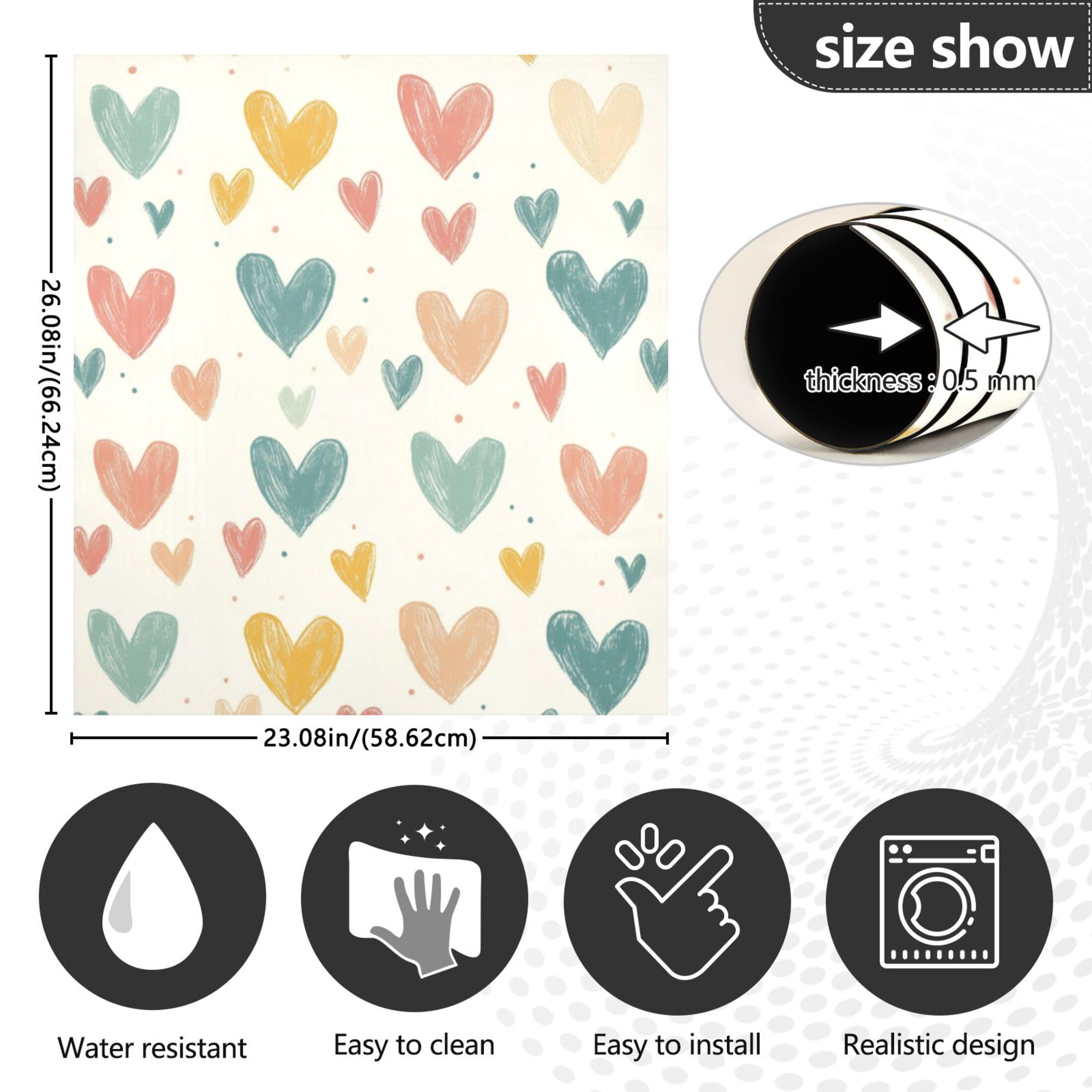 Dishwasher Magnetic Sticker 23x26 Inch Refrigerator Magnetic Sticker Washing Machine Magnetic Sticker Kitchen Panel Magnetic Sticker Home Decor Nice Heart Pattern