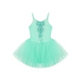 thumbnail image 3 of IEFIEL Girls Spaghetti Straps Shiny Sequins Ballet Tutu Skirt Leotard Sparkly Ballerina Mesh Dress Dancewear, 3 of 5