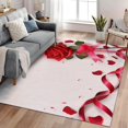 thumbnail image 1 of Washable Rug Modern Area Rug 4x6 ft Floral Rose Flower Low Pile Bedroom Rug, Living Room Rug No Shedding Large Area Rug Lightweight Machine Washble Rug for Home, Red 2, 1 of 6