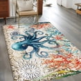thumbnail image 4 of Rectangle Area Rug 4x6ft,Ocean Octopus Coral Starfish Washable Carpet Non-Slip Runner Accent Rugs Indoor Floor Mat for Bedroom Living Room Decor,Marine Animals Vintage Letter, 4 of 9