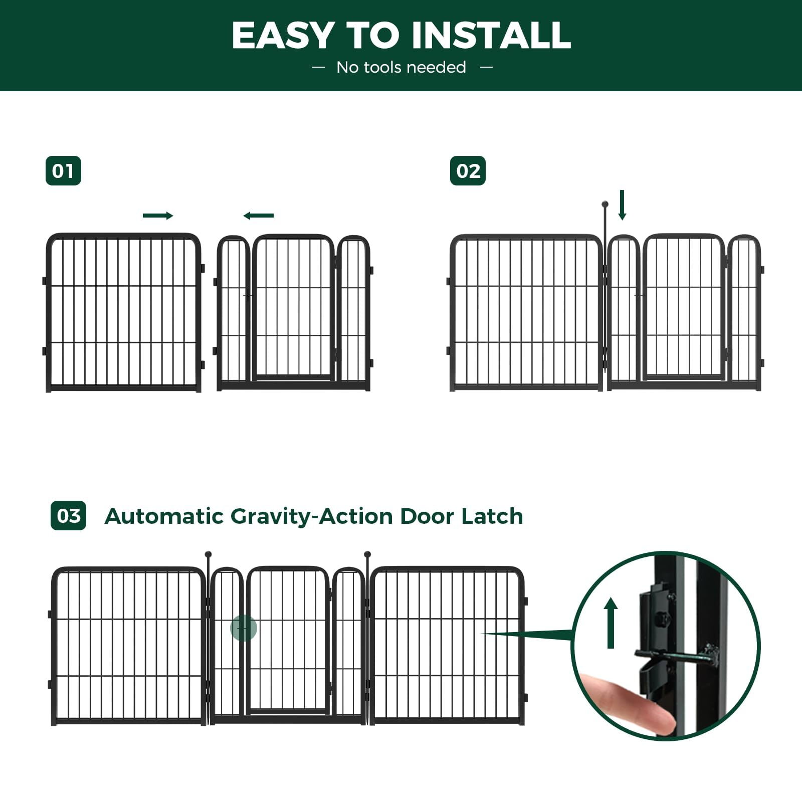 FXW Rollick Unleashed Dog Playpen for Indoor, Yard, RV Camping, 24 inch 8 Panels for Small and Puppy Dogs, Black│Patented