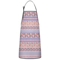 Purple Pioneer Flower Striped Pattern Apron-Garden Aprons for Women with Pockets-Cotton Linen Waterproof Kitchen Cooking Gardening Aprons Adjustable for Kitchen,Cooking,BBQ and Salon 33x27 Inch