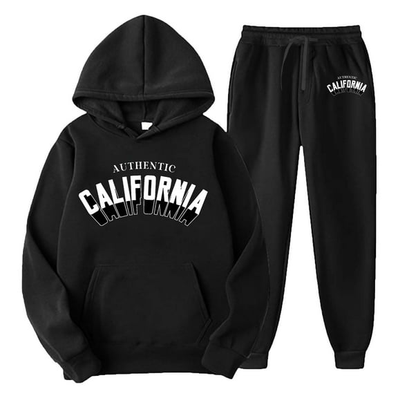 Men's Tracksuits 2 Piece Set Casual Letter Print Relaxed Fit Hoodie Sweatshirt and Joggers Sweatpants Sets Pullover Suits Clothes Outfits Black L