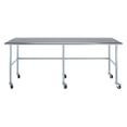 thumbnail image 2 of AmGood 96" Long x 24" Deep Stainless Steel Work Table With Open Base and Wheels | Mobile Metal Table, 2 of 7