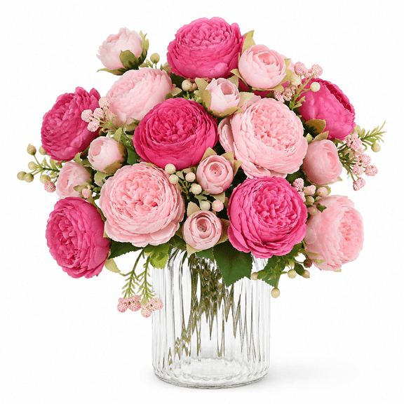 Peonies Artificial Flowers, Mixed Pink Artificial Peonies, Silk Peonies Flowers Fake Peonies Artificial Flowers Peonies Bouquet for Centerpiece Table Wedding Party Home Decor