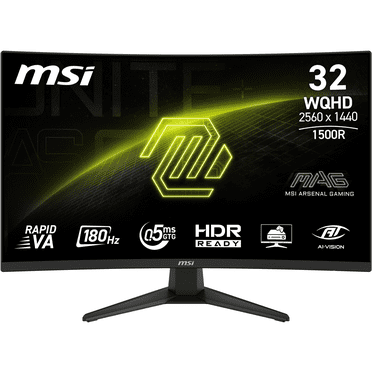MSI 31.5" Curved WQHD (2560 x 1440)HDMI DP 180Hz 0.5ms FreeSync LCD Gaming Monitor - MAG 321CQF E18W