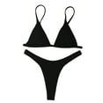 thumbnail image 2 of Womens Bikini Set Ribbed Bra Low Rise Triangle Thong Swimsuits Sexy Two Piece Beach Bathing Suit, 2 of 4
