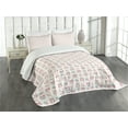 thumbnail image 3 of Ambesonne Cartoon Quilted Bedspread Set 3 Pcs, Night Time Owls Moon Fun, Queen Size, Seafoam Pink and Tan, 3 of 5