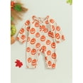 thumbnail image 2 of Wassery Infant Baby Boys Halloween Clothes Sleeveless Crew Neck Pumpkin Print Jumpsuits 3M 6M 12M 18M 24M Newborn Boys Fall Casual Clothing, 2 of 7