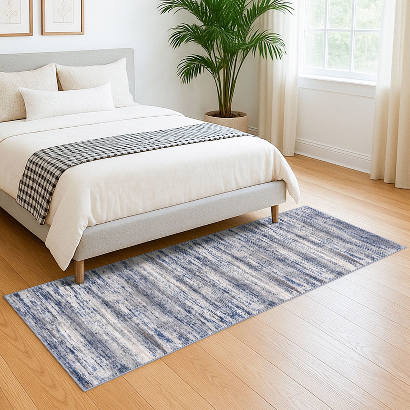 iOhouze Runner Rug 2x8 Kitchen Runner Rugs Non-Slip Washable Soft Print Distressed Blue-greyCarpet Runner for Entryway Bathroom Laundry Room Foyer