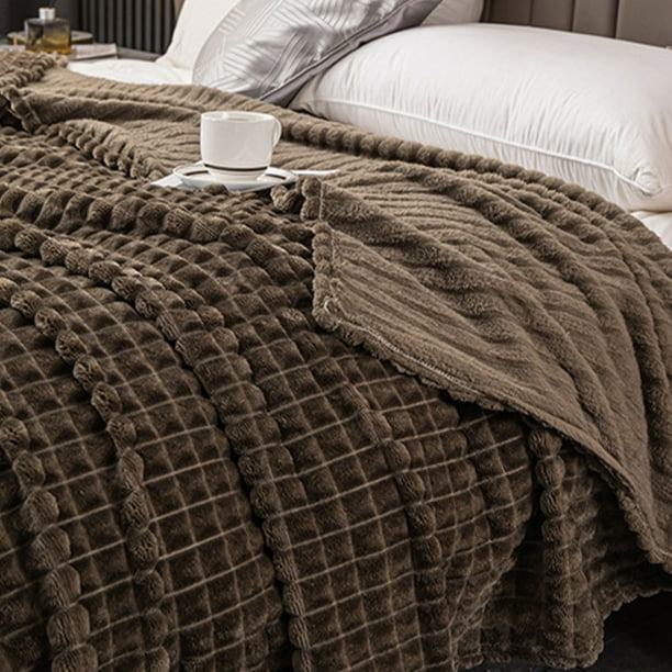 Manta de franela de 200 x 180 cm, ideal para la cama, el sofá o como manta calentita. Suave franela color leche, tamaño grande, fácil de plegar y transportar. Perfecta para el dormitorio.