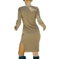 thumbnail image 3 of ZAXARRA Robe Femme Couleur Unie Col en V, Manches Longues Ajustée une-Pièce avec Design Noué, S/m/l/TG, 3 of 9