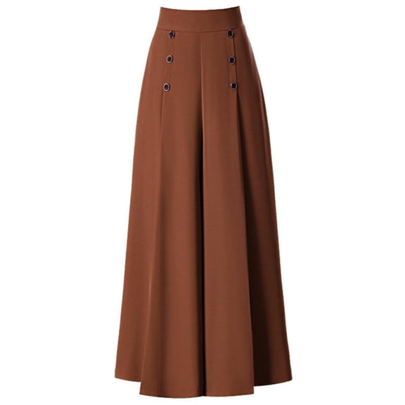 Women's Pants Fashion Casual Pants For Women Pleated Wide Leg Spring And Summer High Waist Loose Slim Middle Aged Nine Points Culottes Casual Swing