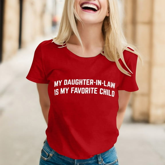 Mom's Favorite Day Family Humor T Shirt Womens Athletic Shirts Short Sleeve T Shirts Long Sleeves Women Womens Long Sleeve Womens T Shirt Loose Fit Womens Layering Shirts Long Sleeve Layering Tee Long