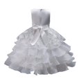 thumbnail image 4 of Big Girl Sleeveless Tulle Dress Kids Ruffles Lace Party Wedding Tutu Dresses 3-15T, 4 of 5