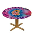 thumbnail image 3 of Sheronv Tie Dye Colors Psychedelic Art Round Table Cover Stain Resistant Washable Indoor Outdoor Kitchen Dining Wedding Parties Tablecloth 100% Polyester Fiber 54"-58, 3 of 8