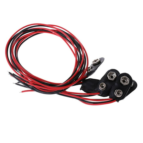 S SERENABLE 3PCS 31cm Wire Length Black Faux Leather 9V Battery Clips Buckles Connectors