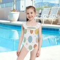 thumbnail image 4 of Girls Ruffle One Piece Swimsuit, Stretchy Fabric for Beach & Pool Activities Pastel Basketball Doodle Pattern, 4 of 8