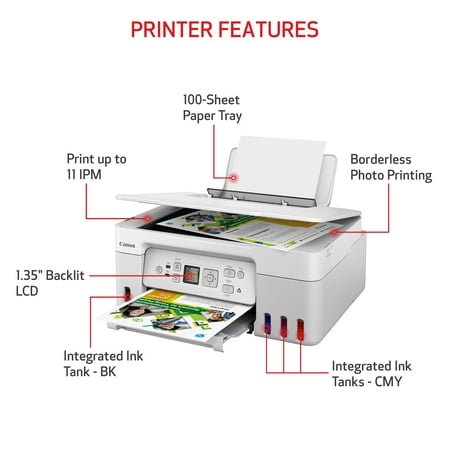 Canon - PIXMA MegaTank G3270 Wireless All-In-One SuperTank Inkjet Printer - White