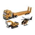 thumbnail image 2 of Camión de remolque de juguete a escala 1/50, camión de ingeniería de aprendizaje temprano con minihelicóptero, vehículo extraíble para niños de 2, 3, excavador, 2 of 8