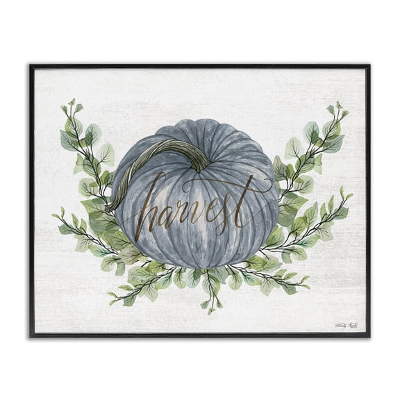Stupell Industries Cottage Blue Harvest Pumpkin Black Framed Giclee Art, 14 x 11, by Cindy Jacobs