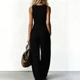 thumbnail image 4 of JULMCOMO Jumpsuits for Women Deep V Neck Button Front Sleeveless Summer Jumpsuits Wide Leg Casual Baggy Outfits with Pockets Black M, 4 of 5